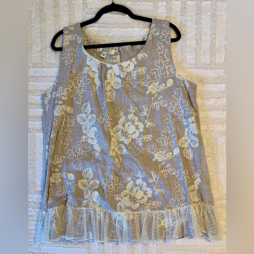 Krazy Kat Tan Ruffled Sleeveless Blouse - Picture 6 of 7